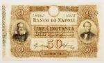 Numismática, ITALIAN STATES. Uma Reprodução de Cédula Rara P-S 845 50 Lire com Etiqueta de Classificação