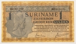 Numismática, SURINAME. Uma Cédula 1 Gulden Flor de Estampa