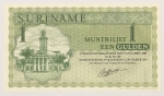 Numismática, SURINAME. Uma Cédula 1 Gulden Flor de Estampa