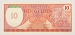 Numismática, SURINAME. Uma Cédula 10 Gulden Flor de Estampa