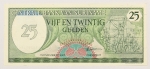 Numismática, SURINAME. Uma Cédula 25 Gulden Flor de Estampa