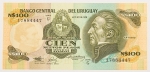 Numismática, URUGUAY. Uma Cédula 100 Nuevos Pesos Flor de Estampa