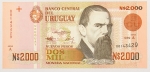 Numismática, URUGUAY. Uma Cédula 2000 Nuevos Pesos