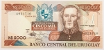 Numismática, URUGUAY. Uma Cédula 5000 Nuevos Pesos Flor de Estampa