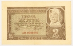 Numismática, POLONIA. Uma Cédula 2 Zlote 1941
