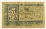 Numismática, AUSTRIA. Uma Cédula P-53 5 Schilling 1927