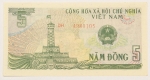 Numismática, VIETNAM. Uma Cédula P-92 5 Dong 1985 Flor de Estampa