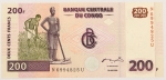 Numismática, CONGO. Uma Cédula 200 Francs Flor de Estampa
