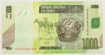 Numismática, CONGO. Uma Cédula 1000 Francs Flor de Estampa