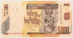 Numismática, CONGO. Uma Cédula 5000 Francs Flor de Estampa