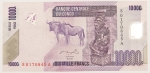 Numismática, CONGO. Uma Cédula 10000 Francs Flor de Estampa