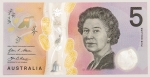 Numismática, AUSTRALIA. Uma Cédula 5 Dollars Polímero Flor de Estampa