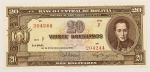 Numismática, BOLIVIA. Uma Cédula P-140 20 Bolivianos 1945 Flor de Estampa
