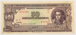 Numismática, BOLIVIA. Uma Cédula P-141 50 Bolivianos 1945