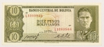 Numismática, BOLIVIA. Uma Cédula P-154 10 Pesos Bolivianos 1962 Flor de Estampa