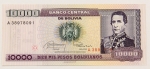 Numismática, BOLIVIA. Uma Cédula 10000 Pesos Flor de Estampa