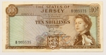 Numismática, JERSEY. Uma Cédula P-7 10 Shillings 1963 QEII