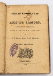 Livro: CAMÕES, Luís de. `Obras Completas de... [Corretas e emendadas] pela cuidado e diligencia de J. V. Barreto Feio e J. G. Monteiro. Tomo segundo`. Hamburgo: Na Officina Tipográfica de Langhoff, 1834; 419p. Enc. Manchas esparsas de acidez. Só este 2º vol.