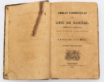 Livro: CAMÕES, Luís de. `Obras Completas de... [Corretas e emendadas] pelo cuidado e diligencia de J. V. Barreto Feio e J. G. Monteiro. Tomo primeiro (Os Lusíadas)`. Hamburgo: Na Officina Tipográfica de Langhoff, 1834; 396p. Enc. antiga com algum desgaste, manchas de acidez. Só este 1º volume, do total de 3 desta edição das Obras Completas.
