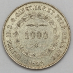 Numismática, Brasil. Moeda de 1000 RÉIS, ano 1852.