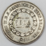 Numismática, Brasil. Moeda de 1000 RÉIS, ano 1857.