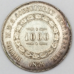 Numismática, Brasil. Moeda de 1000 RÉIS, ano 1858.