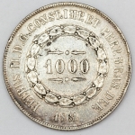 Numismática, Brasil. Moeda de 1000 RÉIS, ano 1861.