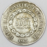 Numismática, Brasil. Moeda de 1000 RÉIS, ano 1863.