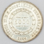 Numismática, Brasil. Moeda de 1000 RÉIS, ano 1864.