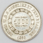 Numismática, Brasil. Moeda de 1000 RÉIS, ano 1866.