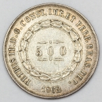 Numismática, Brasil. Moeda de 500 RÉIS, ano 1862.