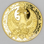 Numismática, Brasil. Moeda comemorativa do zodíaco, signo de Escorpião, folheada a ouro 24 K, 40mm.