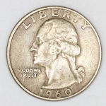 Numismática, U.S.A. Quarter Dollar, 1960 D, prata, original.