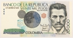 Numismática, Colômbia. Cédula de 20.000 Pesos 2003 P-454g FE