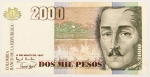 Numismática, Colômbia. Cédula de 2.000 Pesos 1997 P-445b FE