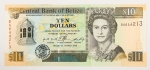 Numismática, Belize. 10 dólares, P. 59, Fe.