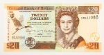 Numismática, Belize. 20 dólares, P. 72, Fe. 