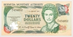 Numismática, Bermudas. 20 dólares, P. 47, MBC.