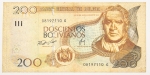 Numismática, Bolívia. 200 pesos, P. 232, MBC.