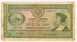 Numismática, Cabo Verde. 20 escudos, P. 43, MBC.