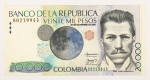 Numismática, Colômbia. 20.000 pesos, P. 454M. Fe.