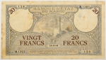 Numismática, Marrocos. 20 Francos, P. 18 b, MBC.