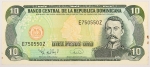 Numismática, República Dominicana. 10 pesos, P. 148, MBC+.