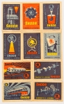 Colecionismo - 10 Match Covers - Figurinha da caixa de fosforos - propaganda da (Škoda Fábricas V.I. Lenin) foi a designação comunista para a empresa de engenharia e metalurgia checa Škoda em Pilsen, após a Segunda Guerra Mundial e durante o período do regime comunista.