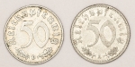 Numismática, Alemanha. Período Nazista 2 peças em alumínio, raras pelo estado opercido e a fragilidade do metal. Oportunidade.
