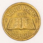 Numismática, Brasil. 1000 Réis 1935. Módulo Maior. Anchieta.