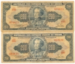 Numismática, Brasil. 200 Cruzeiros. 2 peças.