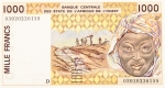 Numismática, Mali. 1000 Francos da África Ocidental. Flor de Estampa.