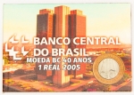 Numismática, Brasil. Cartela com 1 Real 2005. Banco Central.