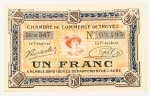 Numismática, França. Un Franco Notgeld.